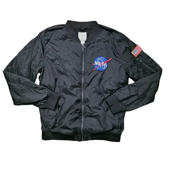 H&M NASA Bomber Jacket Men’s Large Black - Picture 1 of 9